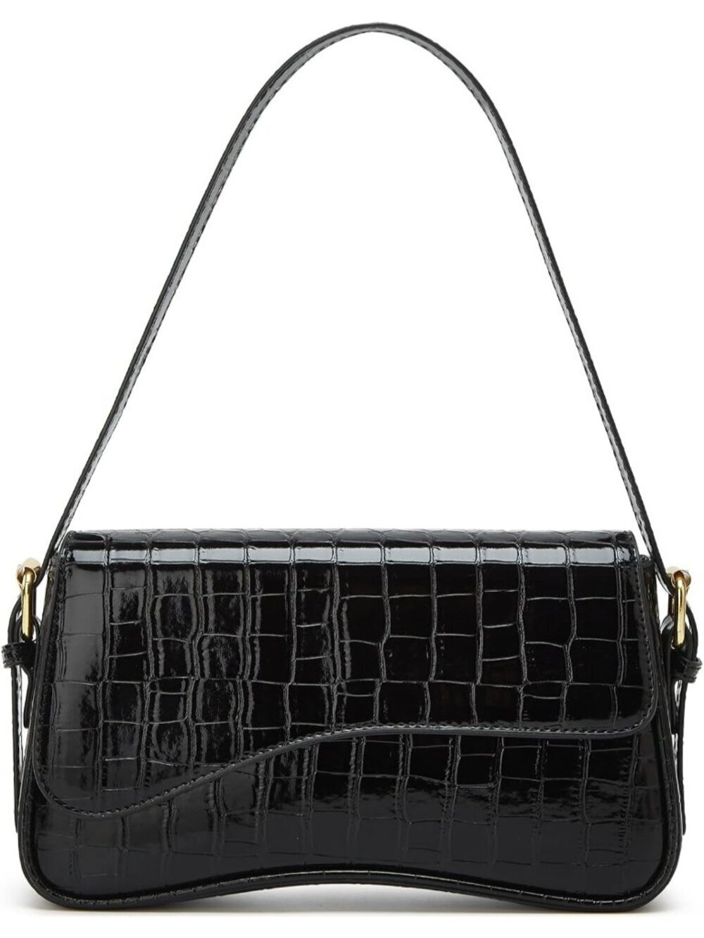 Women Patent-black Crossbody Shoulder Bag Y2K PU Leather Daily Travel